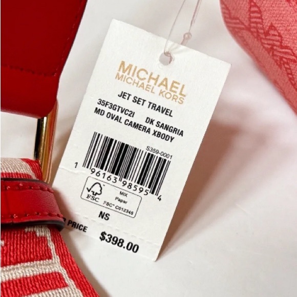 SOLD! MICHAEL KORS JET SET TRAVEL MD OVAL CAMERA CROSSBODY BAG MK DARK SANGRIA - Picture 11 of 14